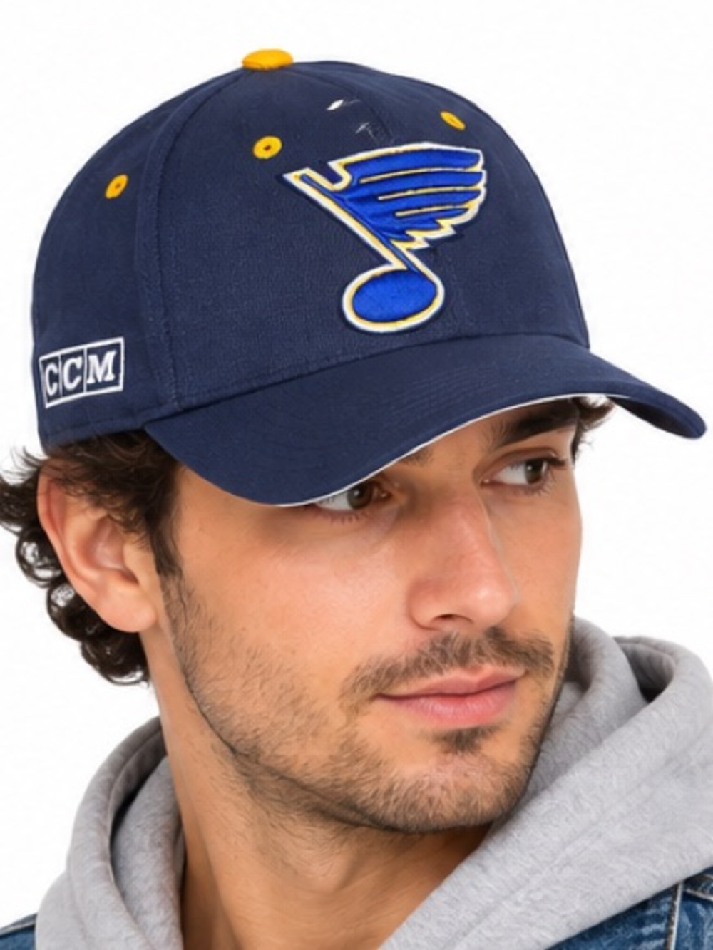 Vintage St. Louis Blues CCM One-Fit NHL Fitted Cap Hat Navy Blue